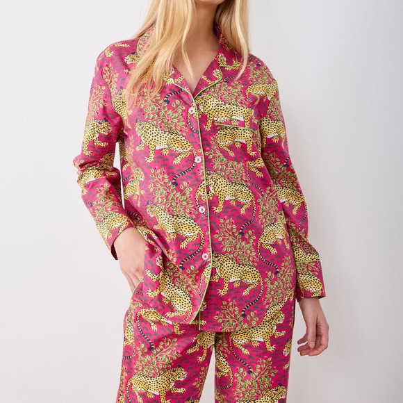 Printfresh • Bagheera Long PJ Cotton Poplin Pajama Set -  Hot Pink - Picture 10 of 12